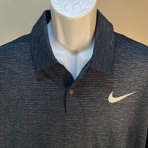 Nike Tiger Woods Men's blue striped w/ swoosh Mint Condition polo shirt XL EUC